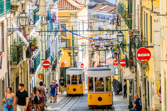 The hilly Portuguese capital is packed with trams and funiculars.