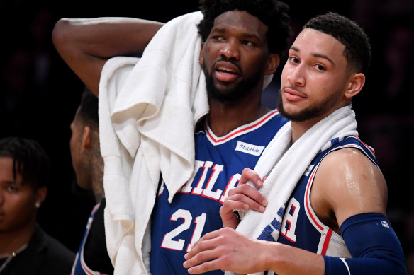 Fractured relationship? Joel Embiid (left) and Ben Simmons.