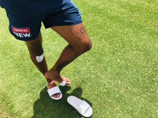 Josh Addo-Carr and his dodgy left foot on Thursday.