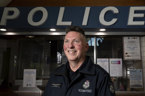 Constable Andrew Wilson at the Pakenham police station, where he is now based.