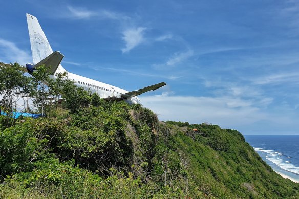 The retired Boeing 737 above Nyang Nyang beach.