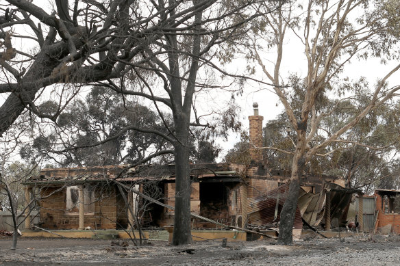 A home at Woodside in the Adelaide Hills that was destroyed in a bushfire this month.