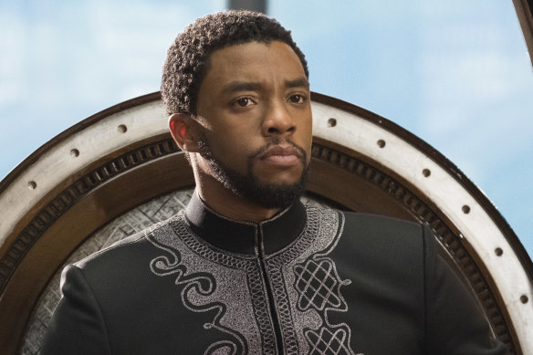 Chadwick Boseman in a scene from Black Panther.