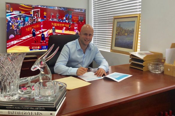 Sam Barnett at his office in Fort Lauderdale where he operates Pearllargo. He also has an office in Perth. 