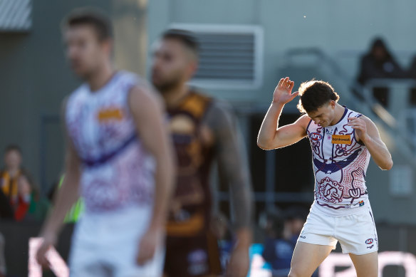 Docker Patrick Voss rues a missed shot on goal on Saturday. 