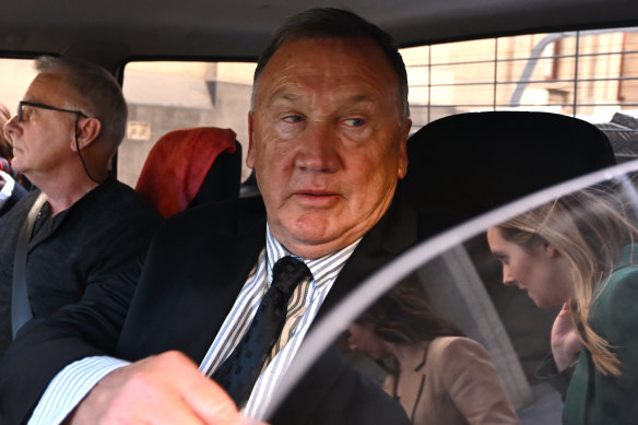 Tim Mathieson leaves his lawyer’s office in Melbourne.