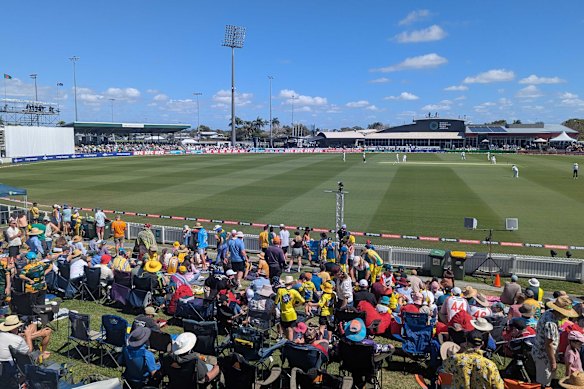 Great Barrier Reef Arena pictured on the morning of day one of the clash between Australia and Bangladesh.