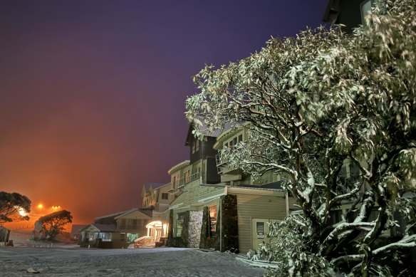 Mount Hotham has experienced its first snowfall of the year.