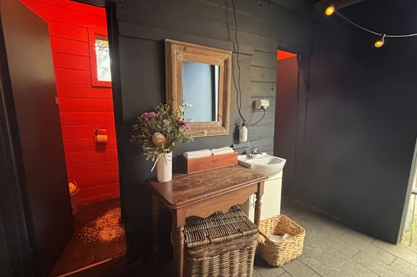 The shared unisex toilets located in the Toorak Cellars courtyard.