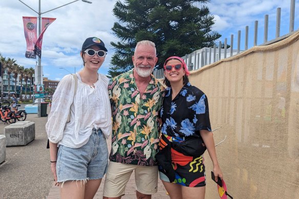 Andrew Steel with his daughter, Kathleen Steel (right) and her partner, Matilda Sutherland.