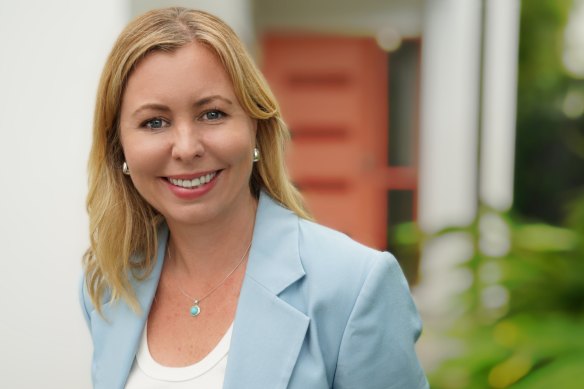 Nicole Arrowsmith, independent candidate for Moncrieff on the Gold Coast, sporting her baby blue - not teal - jacket.