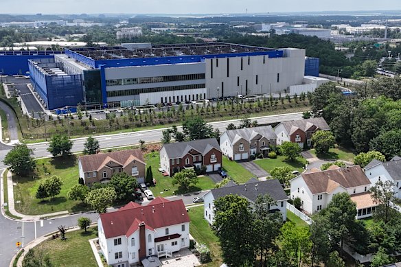 A data centre near a residential neighbourhood in the US state of Virginia.