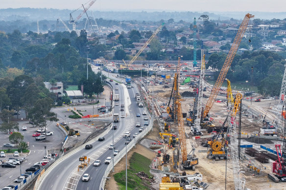 Cranes dot the skyline in Bulleen - they are all building the $26 billion North East Link.