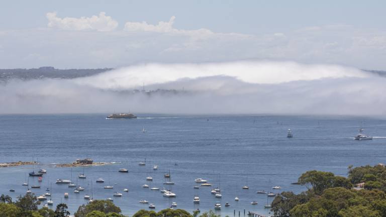 Despite the high temperatures and bright sun, humid air kept the fog hanging around.