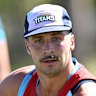 New recruit Lachlan Ilias in action during a Gold Coast Titans training.