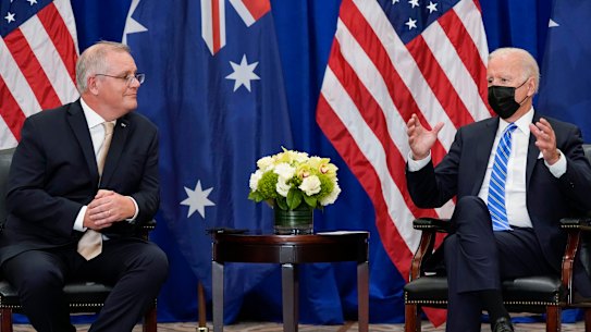 Prime Minister Scott Morrison is in the US for discussions with President Joe Biden.