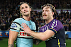 Nicho Hynes and Cameron Munster after last year’s preliminary final.