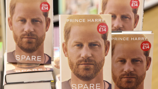 Copies of Prince Harry’s new book ‘Spare’ on sale in a bookshop in London.
