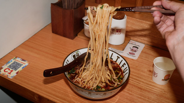 Lanzhou-style noodles at Bowltiful in Melbourne’s CBD.