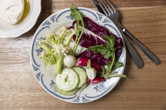 Go-to dish: Crudites with taramasalata.