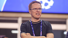 Valdas Dambrauskas looks on at Tofig Bahramov Stadium.