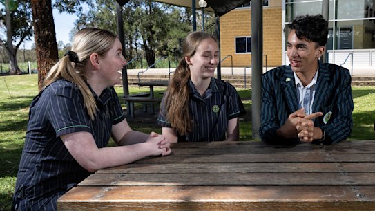 St Paul’s Grammar students Hannah Whitefield, Grace Williams,Telaan Dias and Enerick Agahari. About 60 per cent of the St Paul’s Grammar year 12 students are taking the IB diploma this year.