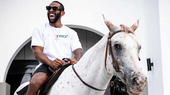 Bulldogs star Josh Addo-Carr during the filming of a commercial for his new line of clothing.