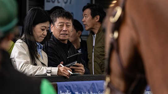Billionaire racehorse owner Yuesheng Zhang at the Inglis horse sales.