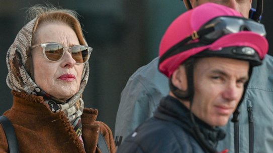 Gai Waterhouse at track work at Caulfield.