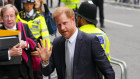 Prince Harry arrives at the courthouse in London on Wednesday.