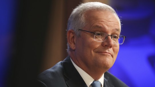 Scott Morrison at the National Press Club on Tuesday where he was asked if he was aware of the disparaging texts.