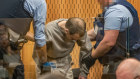 Christchurch mosque gunman Brenton Tarrant arrives for his sentencing hearing at Christchurch High Court on August 26, 2020 in Christchurch, New Zealand. 