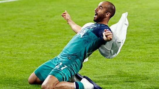 Spurs' superhero: Hat-trick scorer Lucas Moura.