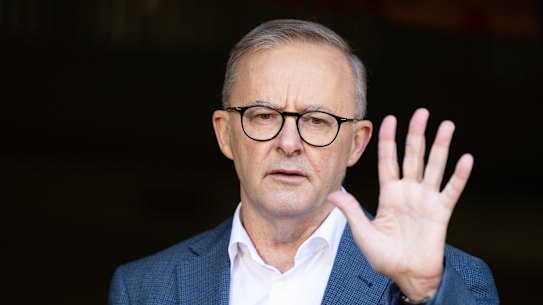Opposition Leader Anthony Albanese takes on the media during a press conference in Marrickville.