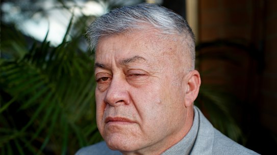 Giovanni Busa at home on Tuesday, July 9, 2024. Giovanni is suing Sydney Eye Hospital after a routine procedure he says left him blind in one eye. Photo: Nikki Short / The Sydney Morning Herald