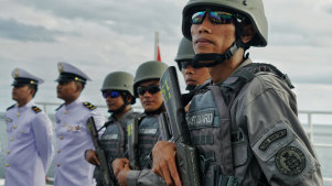 Indonesia maritime security forces in the seas off the Natuna Islands.