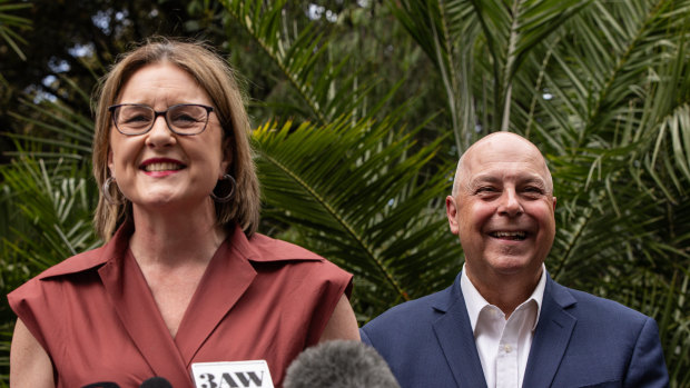 Premier Jacinta Allan and Treasurer Tim Pallas on Monday.