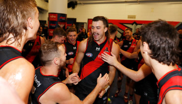 Sam Draper was all smiles as the Bombers celebrated their win.