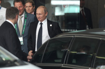 Vladimir Putin leaving the Brisbane Hilton during the G20 leaders’ summit in 2014.