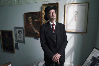 A James Joyce lookalike, John Shevlin, stands at the James Joyce Centre on North Great Georges Street for the annual Bloomsday Breakfast, part of the Bloomsday celebrations, in Dublin, Ireland.