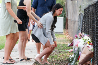 Leila Abdallah at the scene where three of her six children were killed by an alleged drunk-driver.