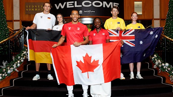 The German, Canadian and Australian teams ahead of the United Cup in Sydney.