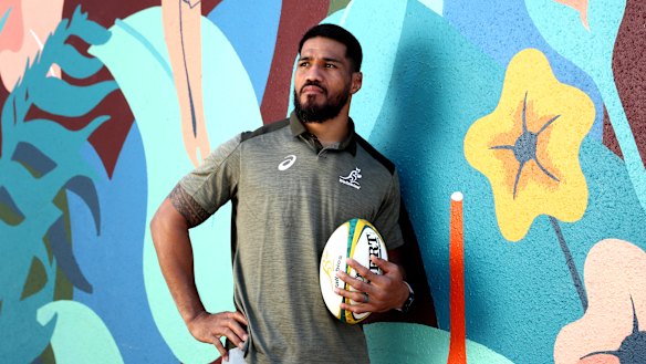 Timani poses for a portrait during a Wallabies media opportunity at Coogee.