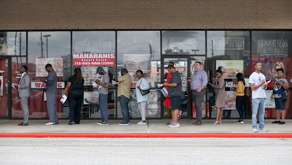 Voting lines in Houston: black voters have to wait twice as long as white voters on average, a study found.