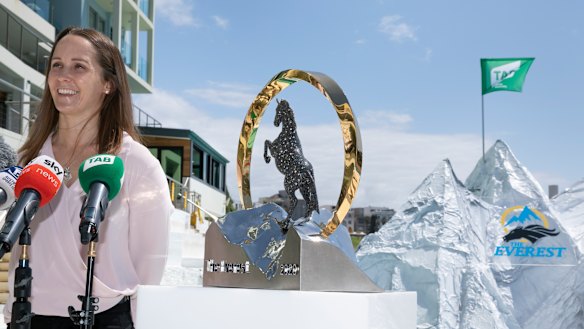 Eduardo's jockey Rachel King, the first female to ride in The Everest.