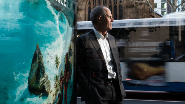 JCDecaux CEO, Steve O'Connor, next to a bus stop