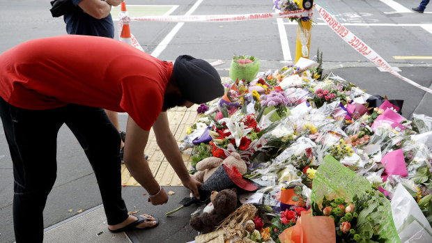 A makeshift memorial near the Masjid Al Noor mosque in Christchurch, New Zealand.