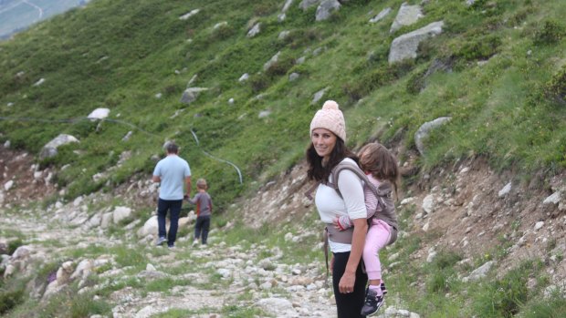 From: Aunt Matilda founder Carly Saeedi on a hike in Italy with her daughter Anya, then 4, husband Kamy Saeedi and son Zak, then 6.