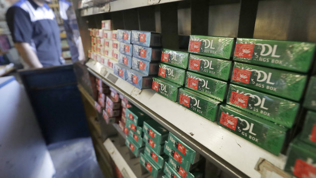 Packs of menthol cigarettes at a store in San Francisco. California. 