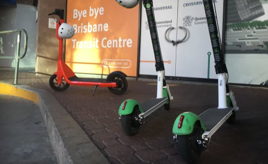 Some 1000 e-scooter rideshares are scattered around Brisbane.